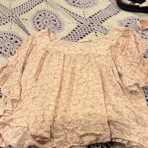 Millibon Peach Blouse with Ruffle Sleeves